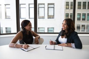 Two women were interacting